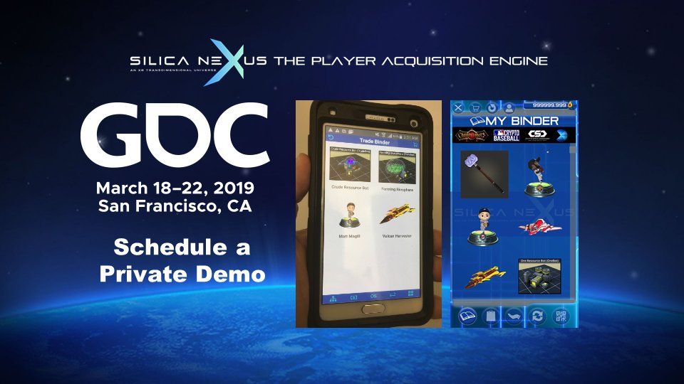 SilicaNexus's tweet card. Meet me at GDC for a first look at our new Player-Acquisition-Engine See how to reduce your CAC costs to $0 https://lnkd.in/eKwTbd2 #playeracquisition #games #players #cac #pae #paaas
