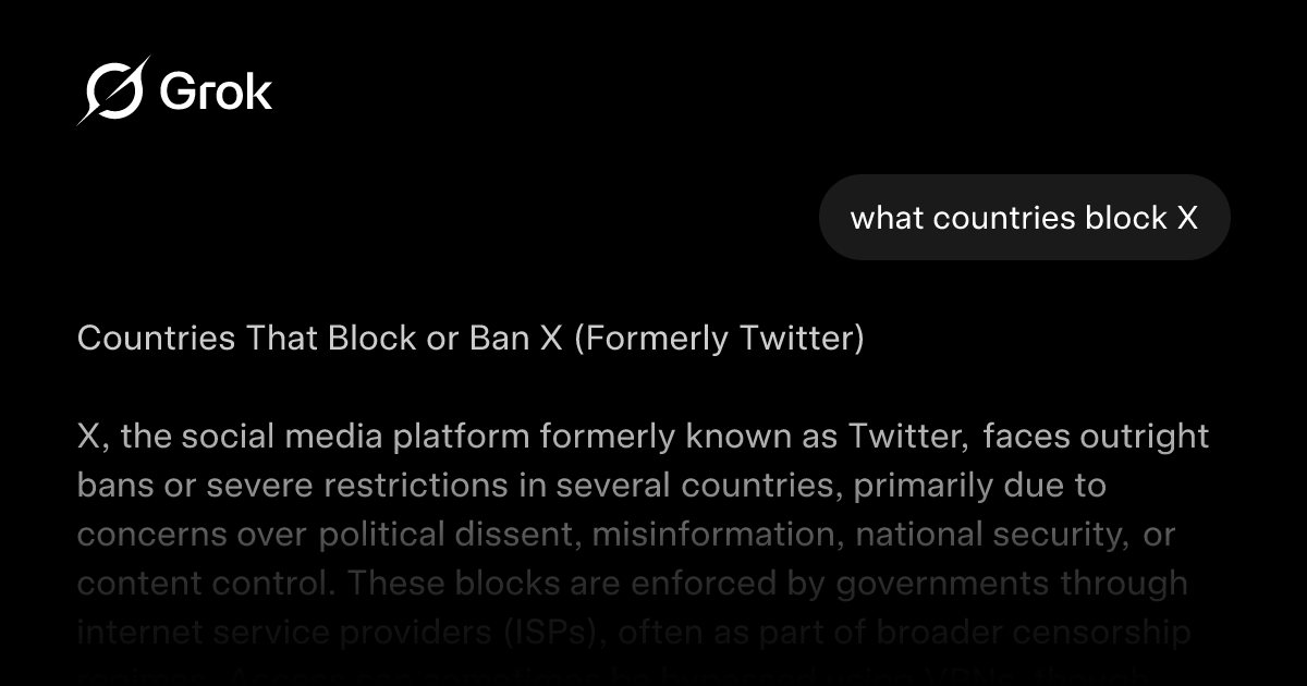 Imported_Fun's tweet card. what countries block X