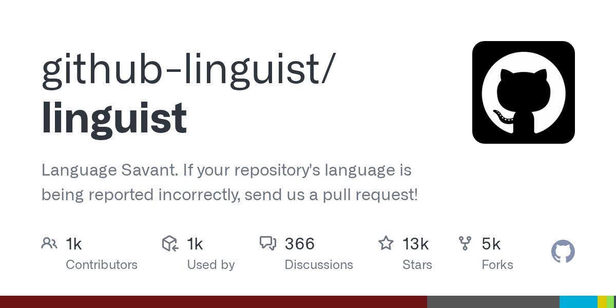 RubyInside's tweet card. Language Savant. If your repository's language is being reported incorrectly, send us a pull request! - github-linguist/linguist