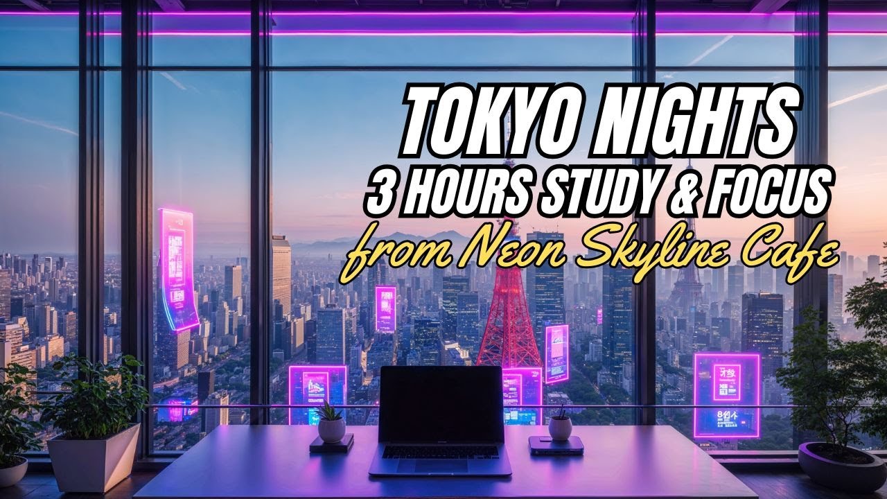calmlightcafe's tweet card. Neon Skyline Cafe Lofi Ep87 – Tokyo Nights Study Sessions – 3 Hours...
