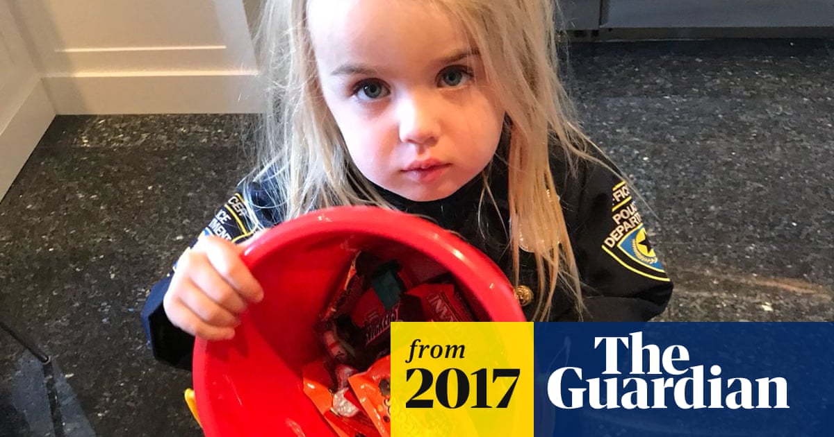 guardian's tweet card. President’s son criticised for using three-year-old daughter to make political point as users say trick-or-treat analogy is way off the mark
