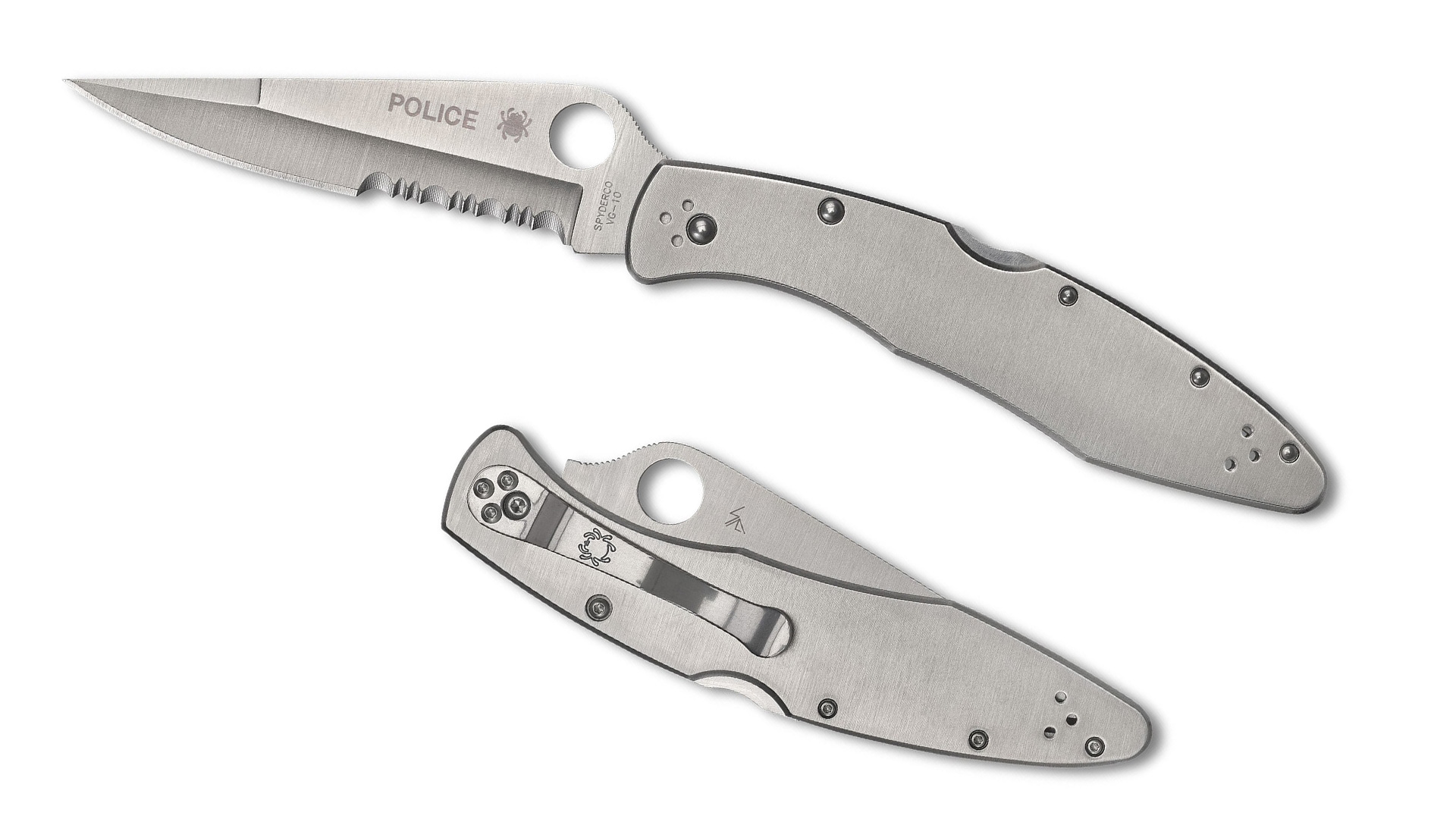 OnlineFreeUSA's tweet card. The all-stainless-steel Spyderco Police Model folding knife is an instantly recognizable design that, according to the company, “was developed in the early 1980s to meet the demanding needs of...