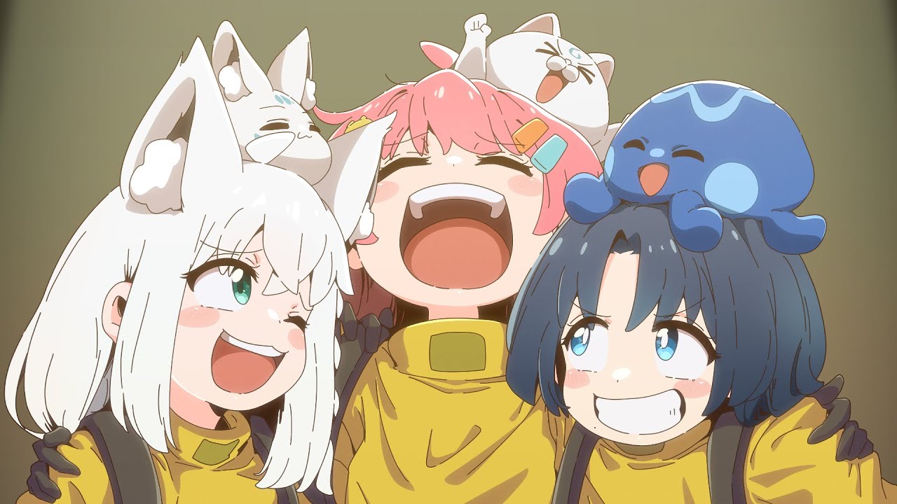 wagashiyasann's tweet card. 【アニメ】絶体絶命フブみこあおくゆ in the Backrooms【白上フブキ/さくらみこ/火威青】