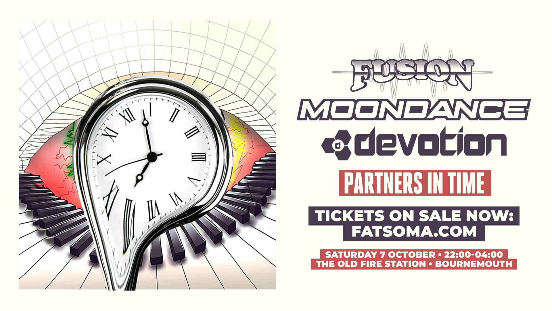 DevotionDnB's tweet card. Fusion x Moondance x Devotion at the Old Fire Station Bournemouth at The Old Fire Station, Bournemouth on 7th Oct 2023. Buy tickets in just 2-clicks with our super-fast checkout