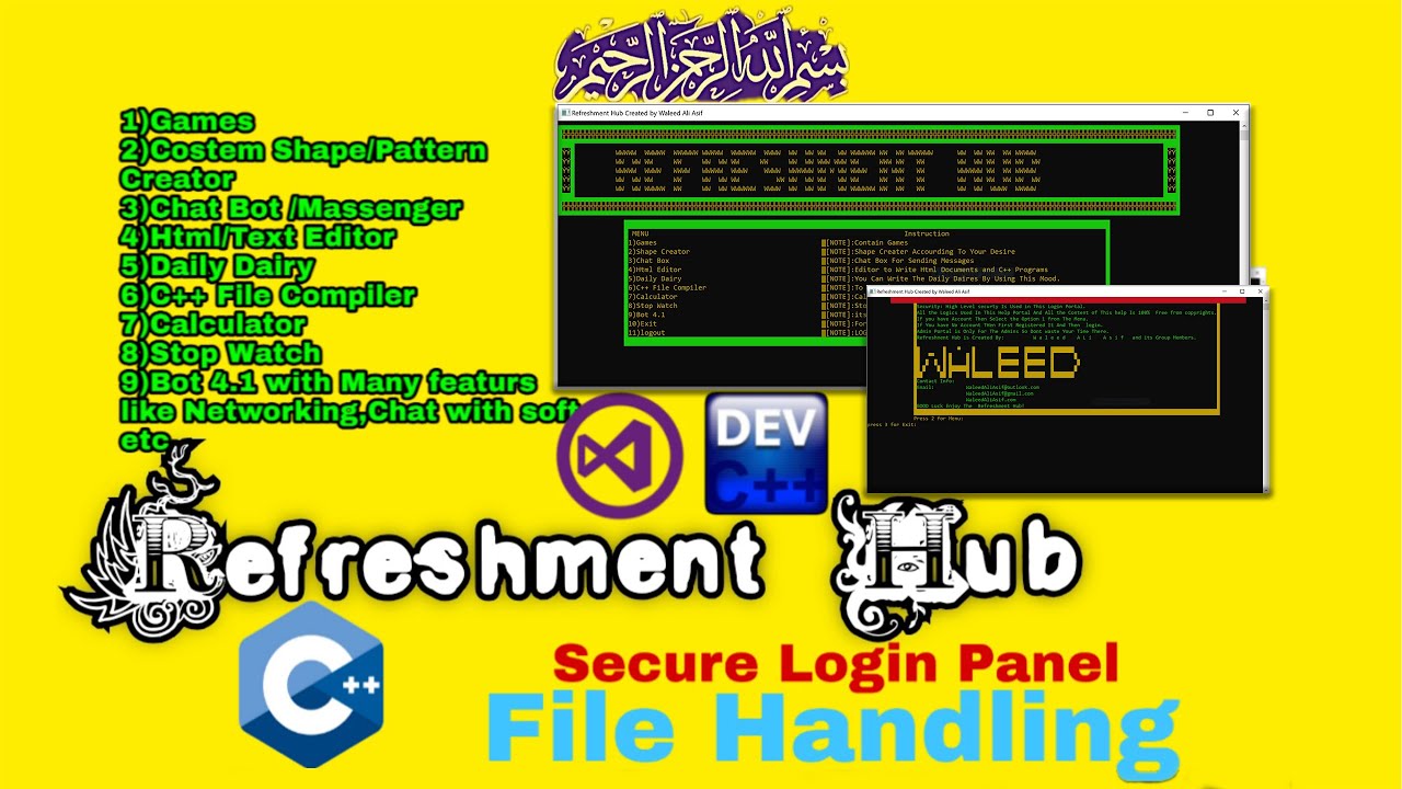WaleedAliAsif's tweet card. Refreshment Hub Project in C++ | Best Project C++ For Beginners File...