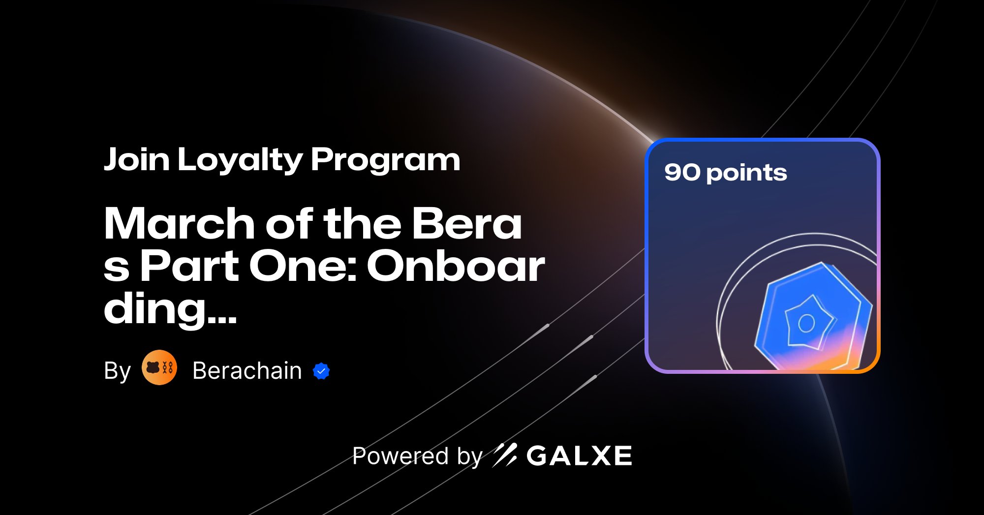 berachain's tweet card. Join March of the Beras Part One: Onboarding on Galxe. Earn loyalty points by contributing to Berachain and enhance your web3 presence and reputation.