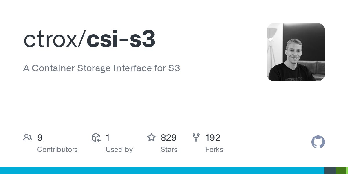 learnk8s's tweet card. A Container Storage Interface for S3. Contribute to ctrox/csi-s3 development by creating an account on GitHub.