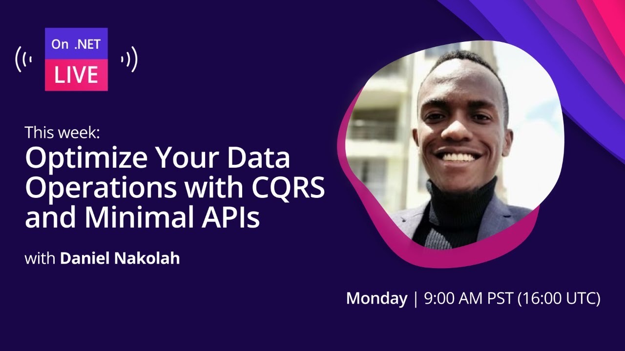 cecilphillip's tweet card. On .NET Live - Optimize Your Data Operations with CQRS and Minimal...
