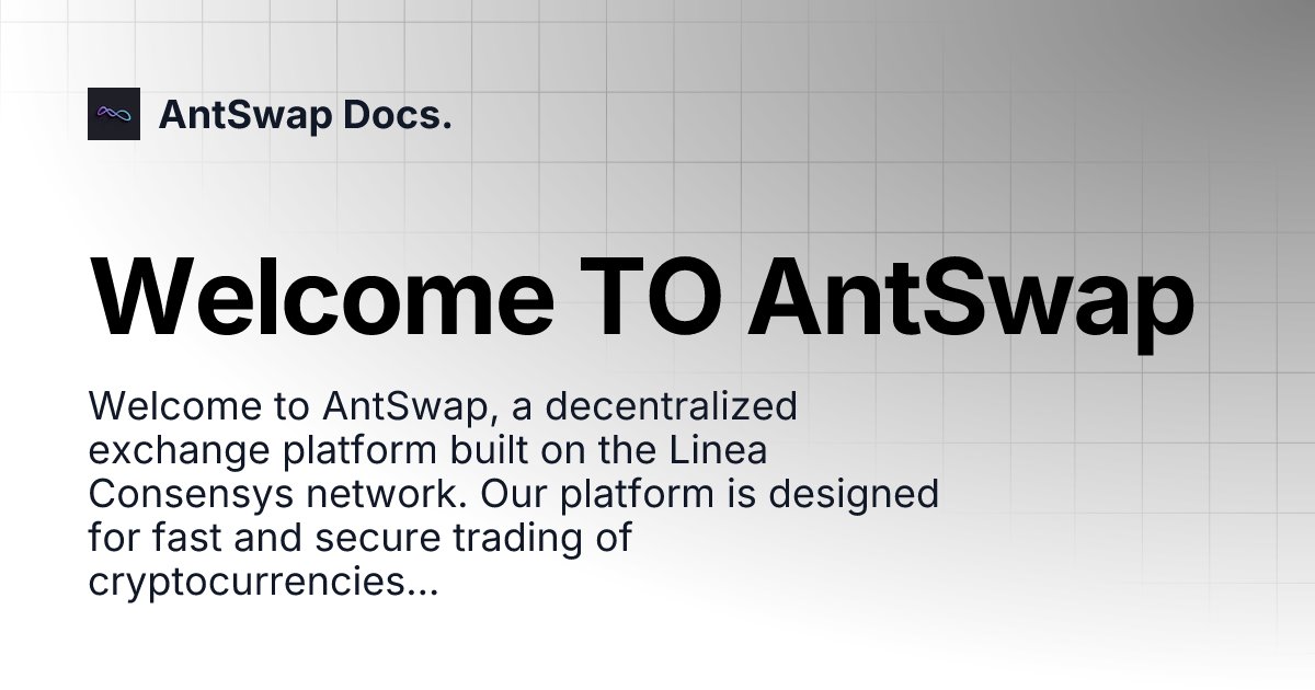 AntSwapfinance's tweet card. Welcome to AntSwap, a decentralized exchange platform built on the Linea Consensys network. Our platform is designed for fast and secure trading of cryptocurrencies, with the Lowest Fees Ever.
