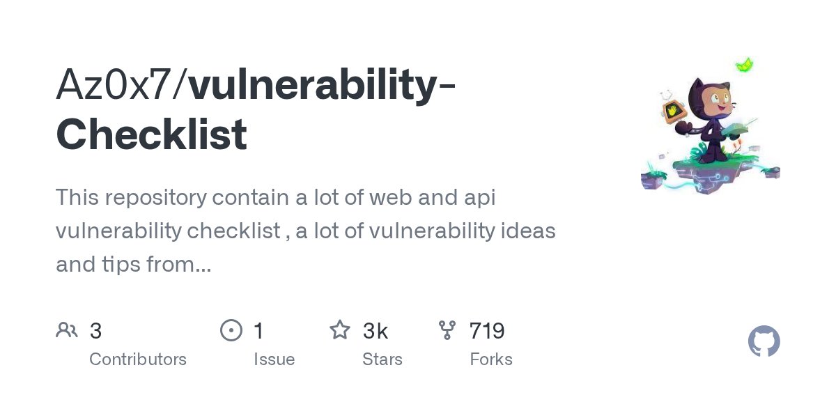adrielsec's tweet card. This repository contain a lot of web and api vulnerability checklist , a lot of vulnerability ideas and tips from twitter - Az0x7/vulnerability-Checklist