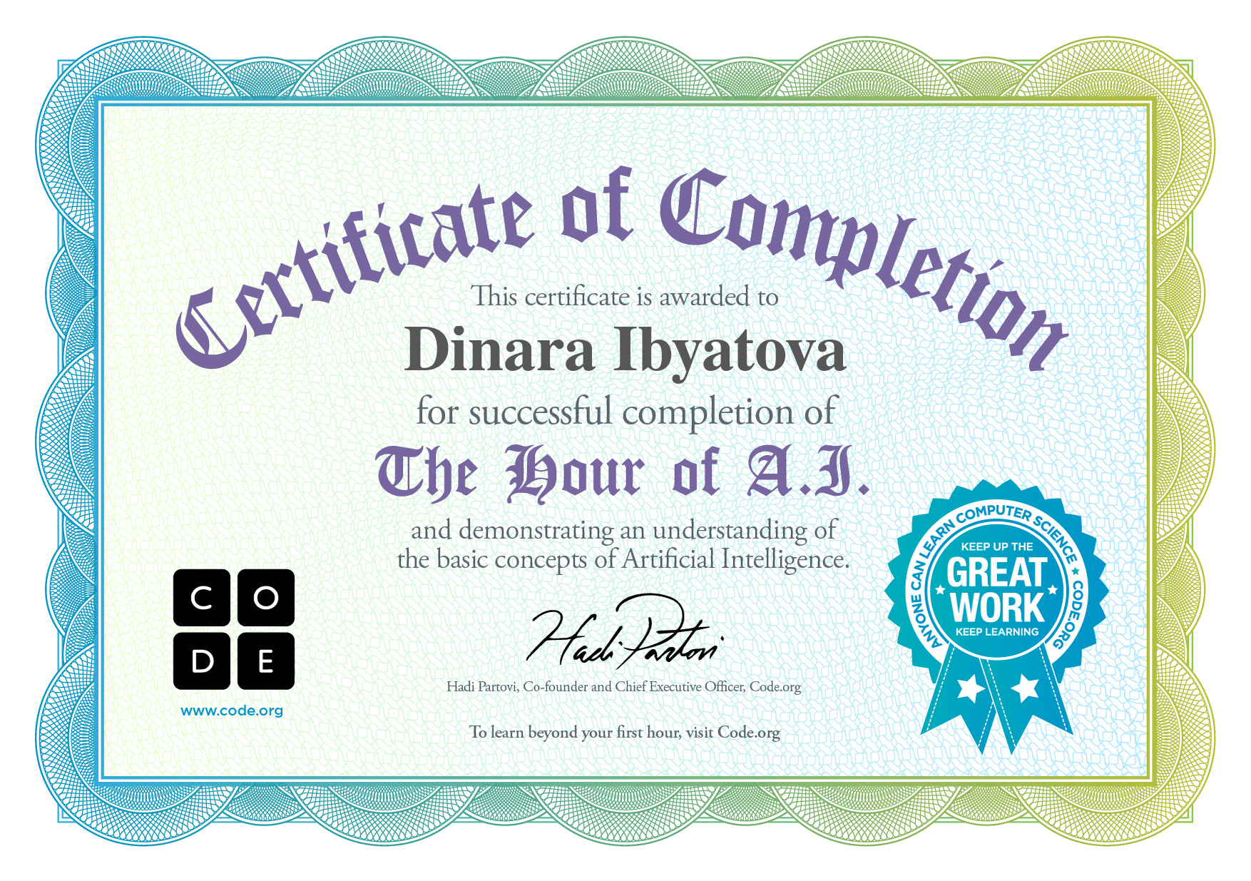 ibyatovadinara's tweet card. Certificate for completion of Classic Maze