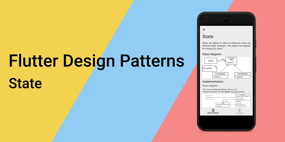 FlutterKenya's tweet card. An overview of the State design pattern and its implementation in Dart and Flutter