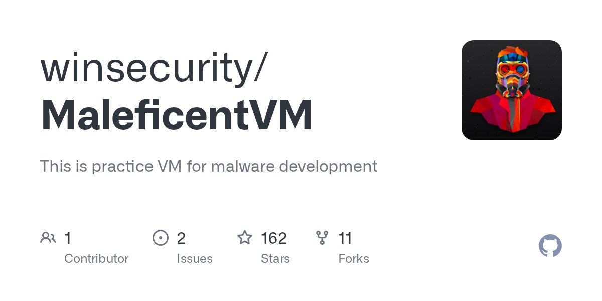 Ox4d5a's tweet card. This is practice VM for malware development. Contribute to winsecurity/MaleficentVM development by creating an account on GitHub.