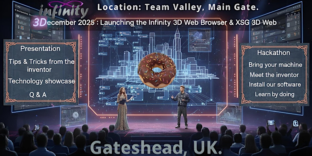 AdvanceSoftware's tweet card. Join us as we launch our Infinity 3D web browser & the XSG 3D web. Bring a compatible machine with you to start own 3D web journey.