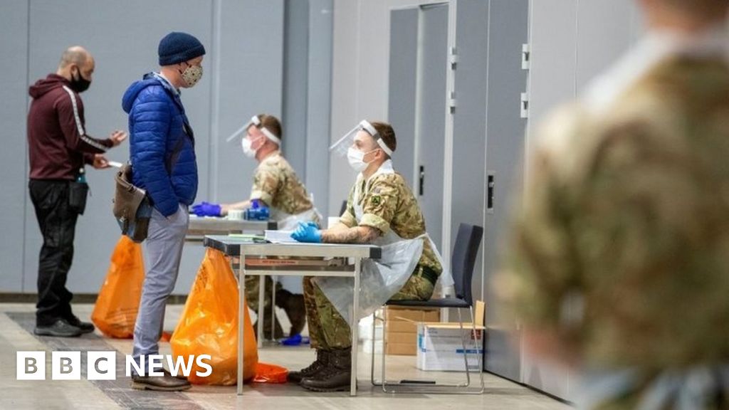 BBCNews's tweet card. Areas including Nottinghamshire, Yorkshire and parts of the West Midlands will receive new rapid tests.