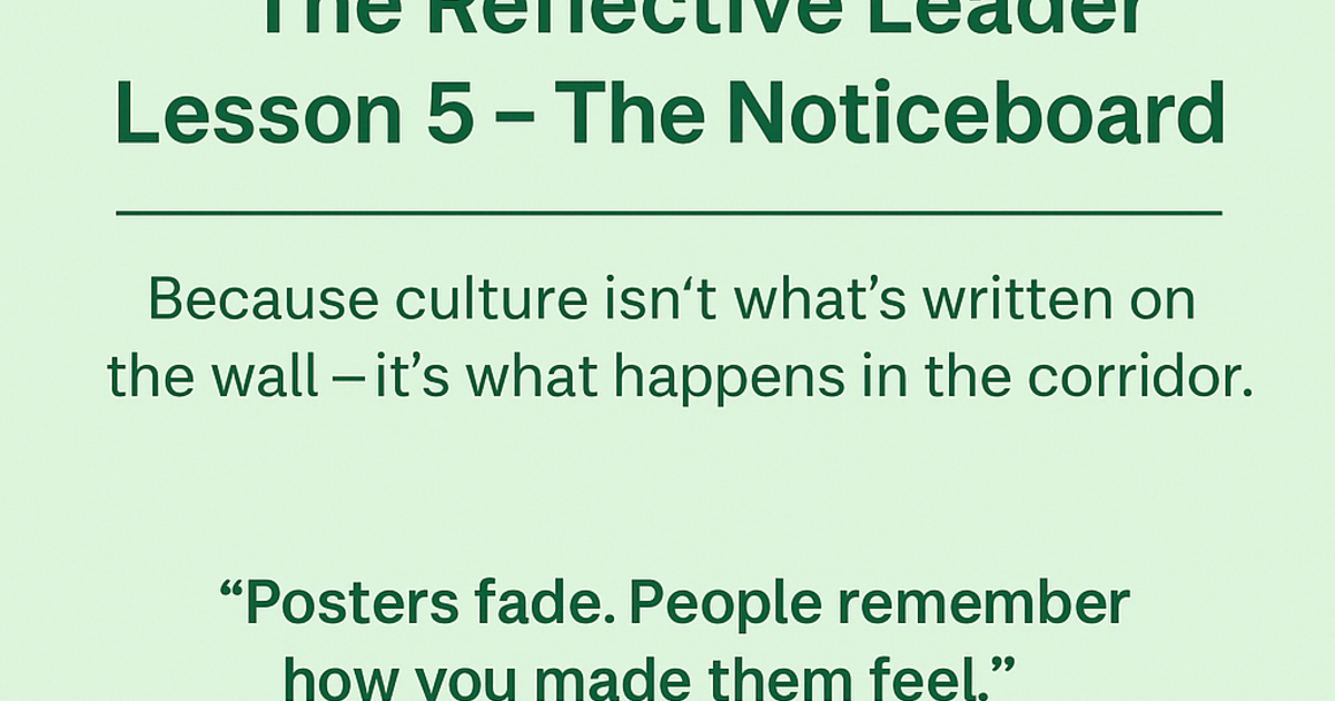 Headteacherchat's tweet card. Discover Lesson 5 of The Reflective Leader series focusing on effective noticeboard communication strategies for school leaders. Join the headteacher community discussion and enhance your leadership...