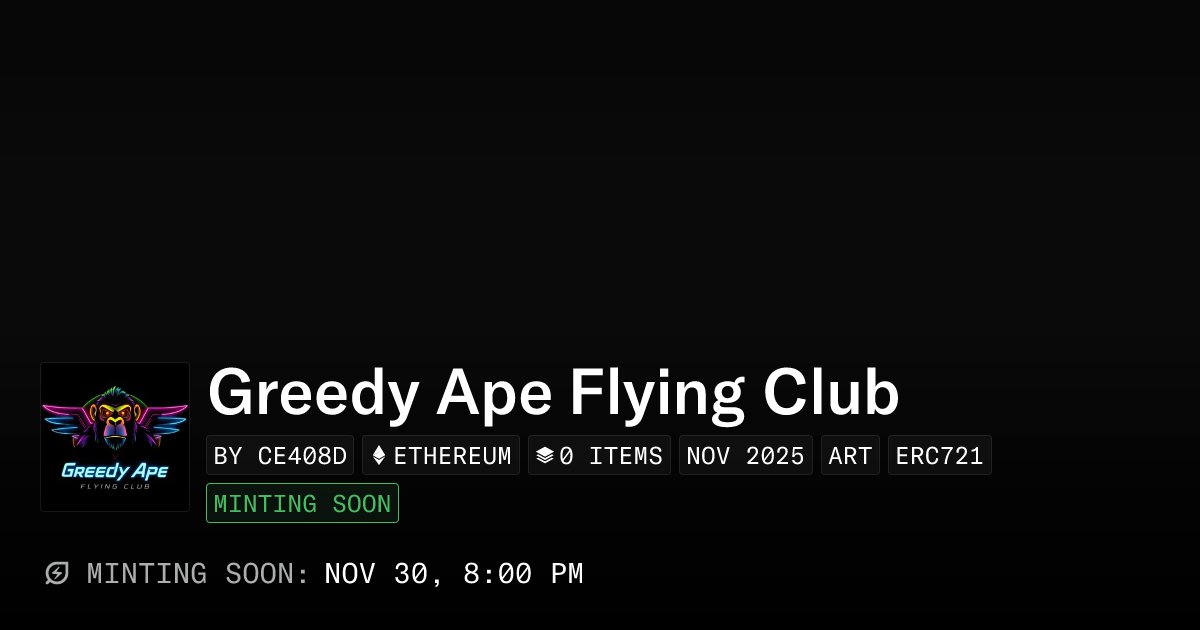 LyfeIsKing's tweet card. Welcome to the Greedy Ape Flying Club – the new era of NFT collecting has gone airborne!