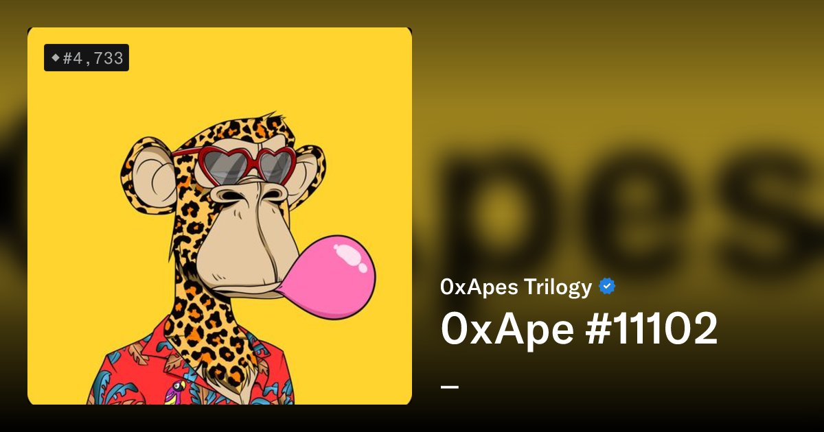 0xApeBot's tweet card. There are no duplicates. 0xApes are driving uniqueness through refinement. A community built ‘expansion’ collection of 10,146 distinctly unique Apes that live on the Ethereum Blockchain. We are our...