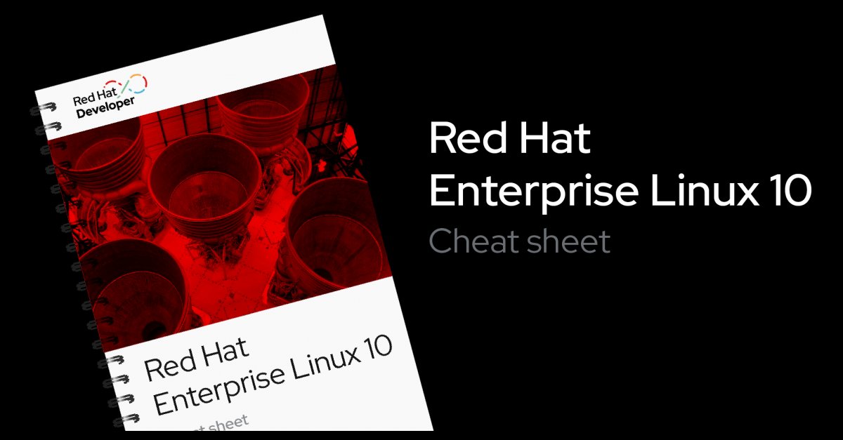 rhdevelopers's tweet card. Dive into the world of Red Hat Enterprise Linux 10 with this concise cheat sheet designed to boost your productivity. Whether you're deploying to the cloud, managing systems, or working with