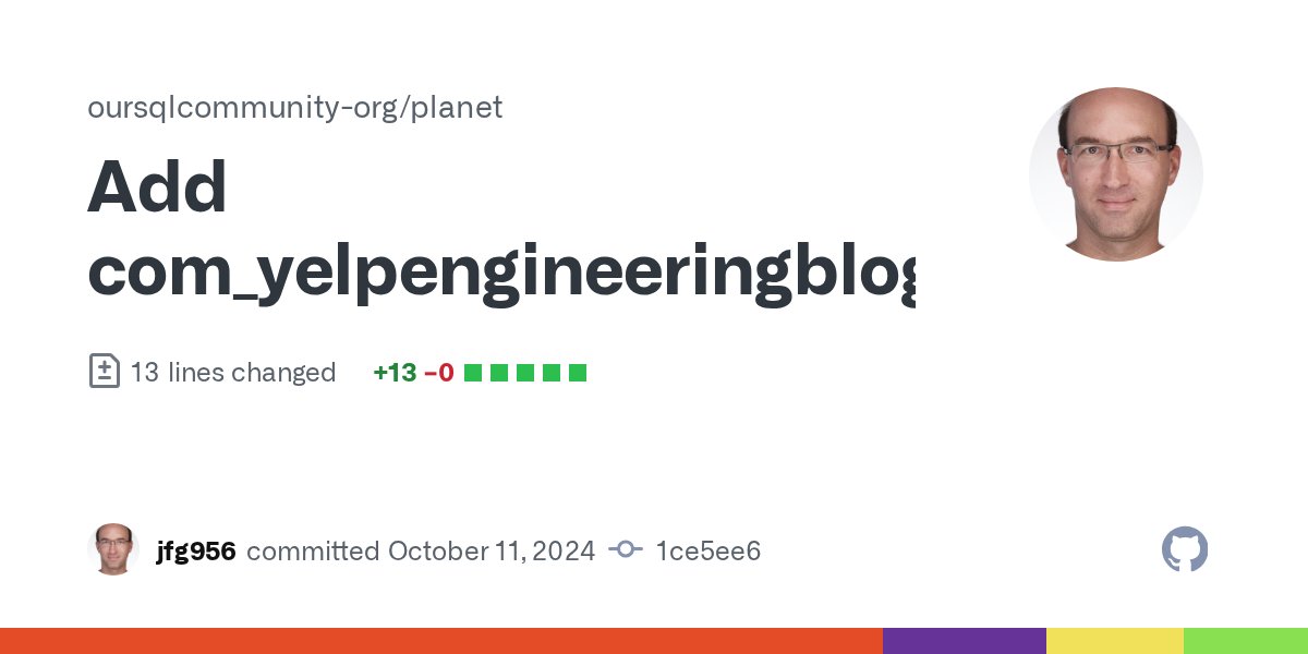 jfg956's tweet card. Sub optimal, see comment in code and below issue. https://github.com/oursqlcommunity-org/planet/issues/130