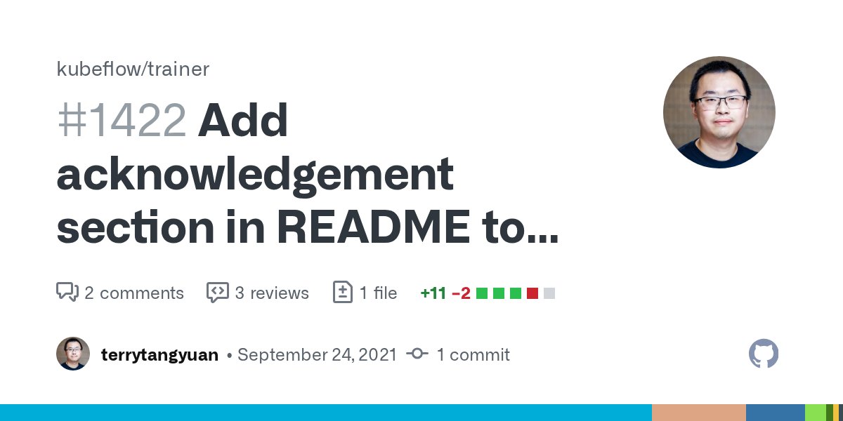 TerryTangYuan's tweet card. Fixes #1357. /assign @kubeflow/wg-training-leads