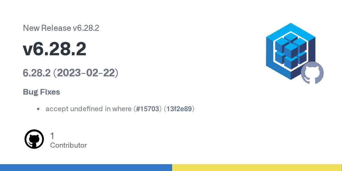 SequelizeJS's tweet card. 6.28.2 (2023-02-22) Bug Fixes accept undefined in where (#15703) (13f2e89)