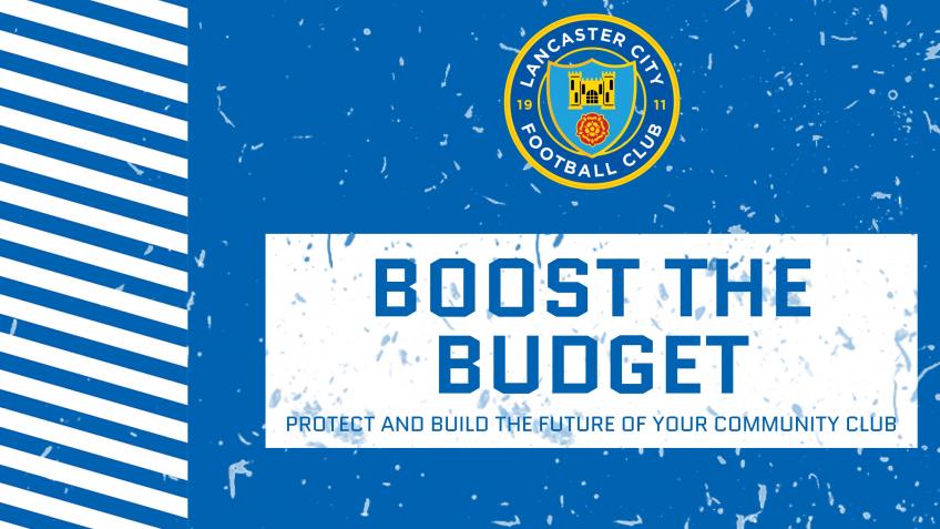 LancasterCityFC's tweet card. Lend a hand to boost Lancaster's budget! Your support can make a real difference to our future. We need your help! #BoostTheBudget