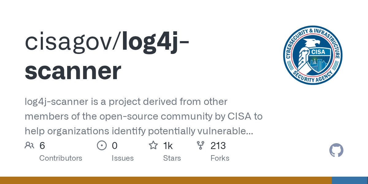 CISAgov's tweet card. log4j-scanner is a project derived from other members of the open-source community by CISA to help organizations identify potentially vulnerable web services affected by the log4j vulnerabilities. ...