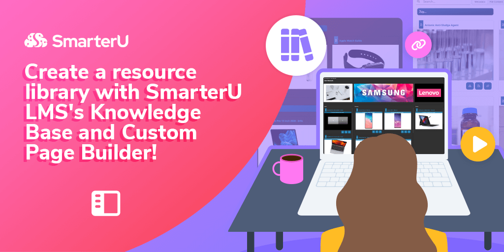 SmarterU's tweet card. Assemble your resources in one place! Learn how to use the SmarterU LMS Knowledge Base and Custom Page Builder to create your resource library.