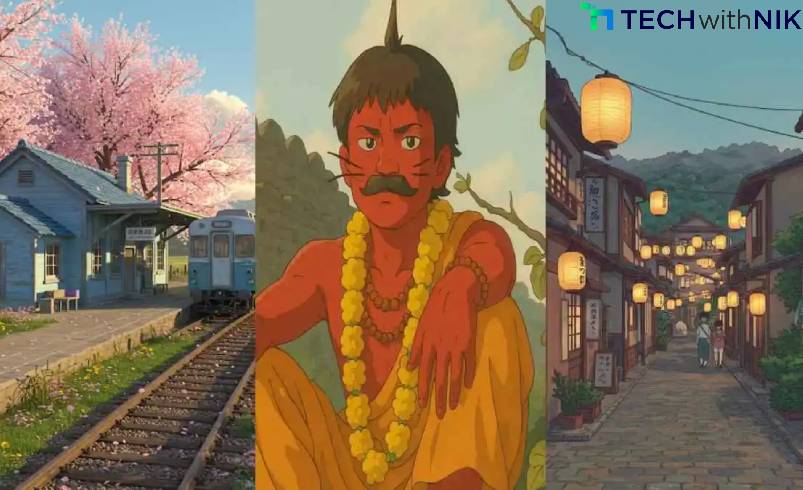 TechwithNik's tweet card. Discover how to create stunning Studio Ghibli-style AI artwork for free using ChatGPT. Follow this simple guide to generate magical anime-style images effortlessly.