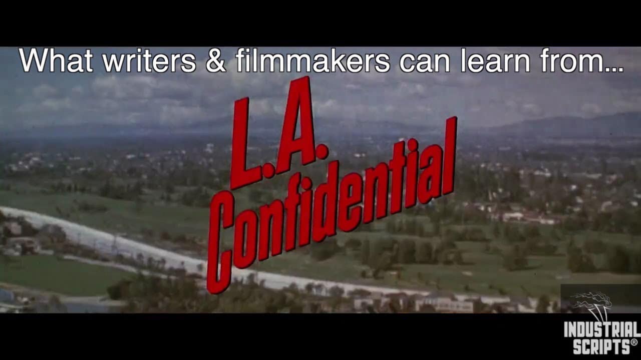 Indust_Scripts's tweet card. Video breaking down a great scene from modern hardboiled crime film LA Confidential, written by Curtis Hanson and Brian Helgeland.