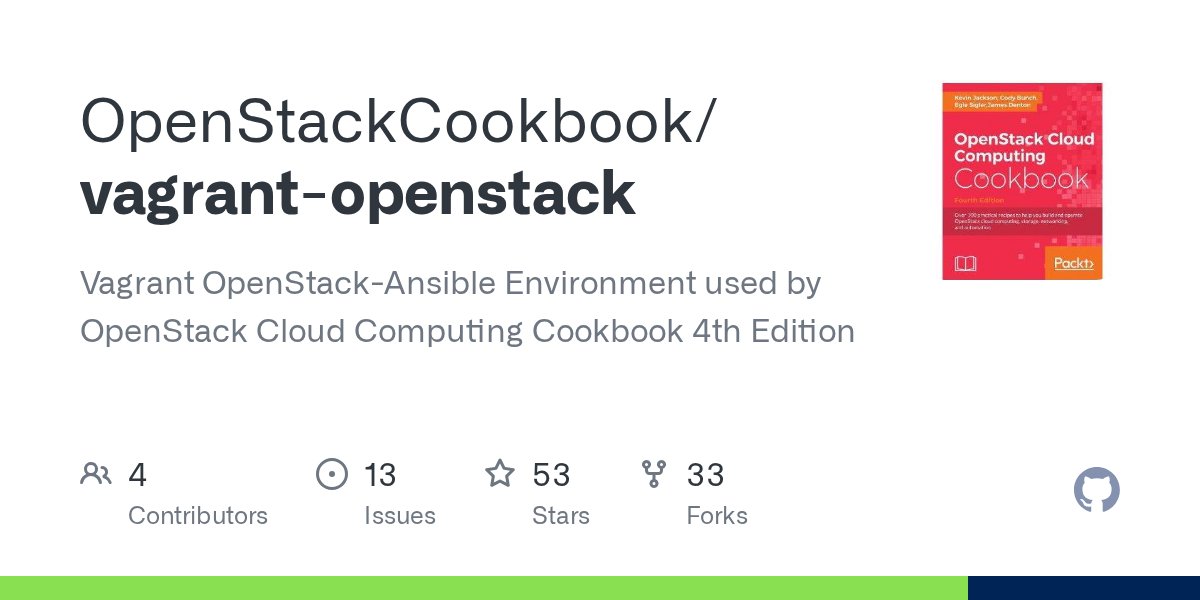 OpenStackBook's tweet card. Vagrant OpenStack-Ansible Environment used by OpenStack Cloud Computing Cookbook 4th Edition - OpenStackCookbook/vagrant-openstack