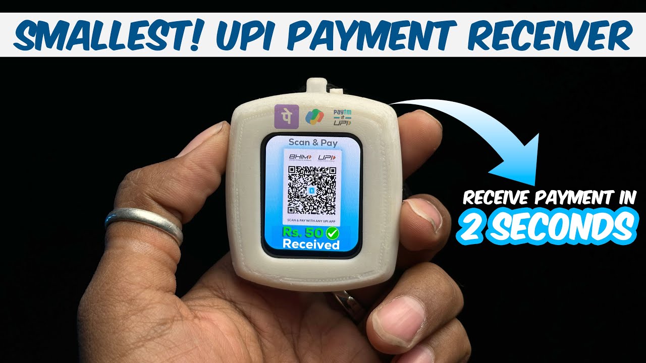 MakerfabsTech's tweet card. World's Smallest UPI Payment Receiver 🔥🔥