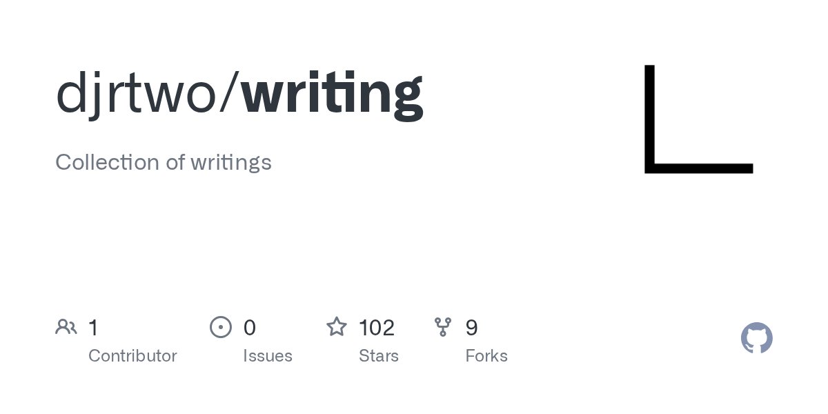 dannyryan's tweet card. Collection of writings. Contribute to djrtwo/writing development by creating an account on GitHub.