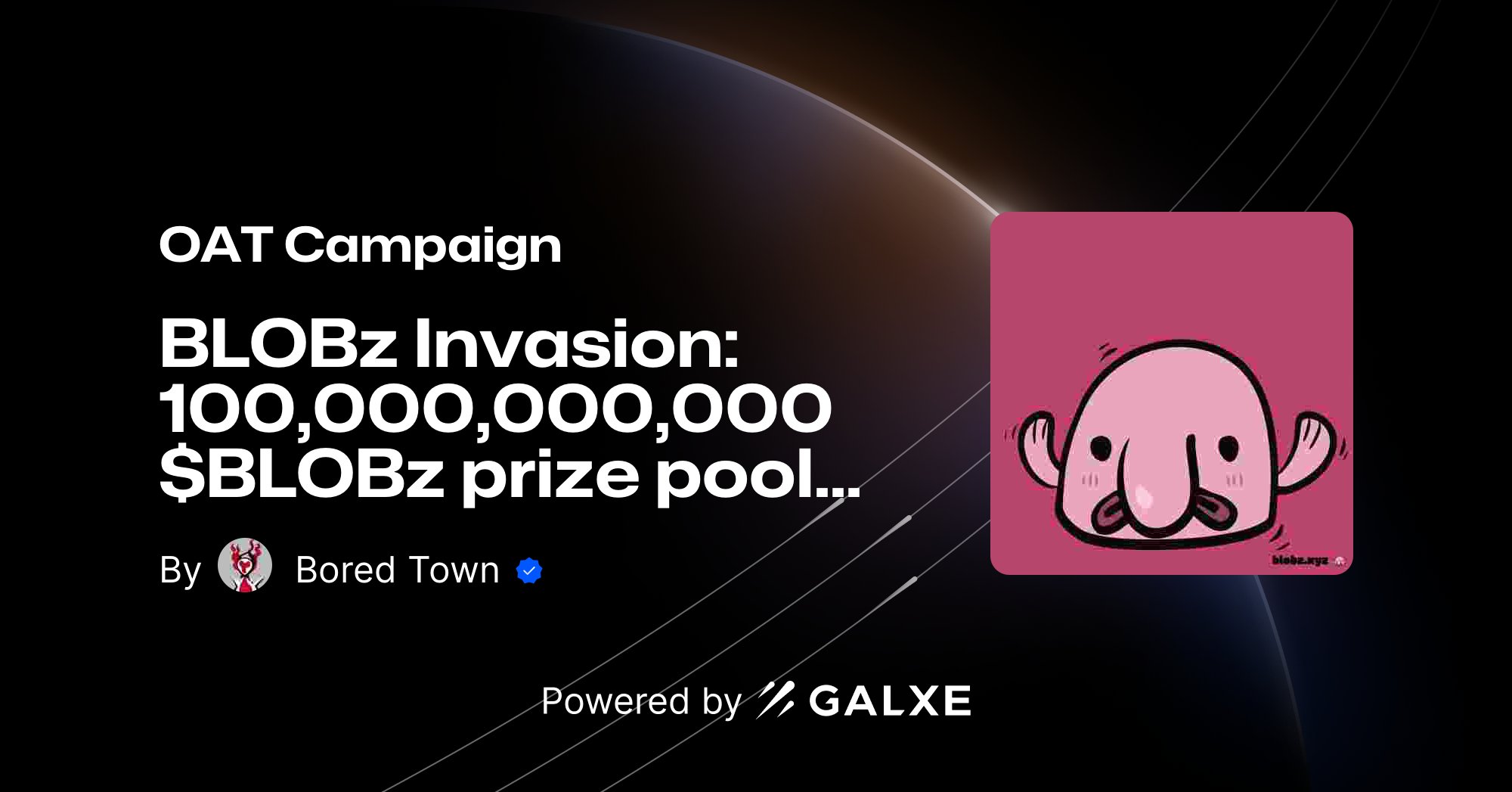 bwrnft's tweet card. Join BLOBz Invasion: 100,000,000,000 $BLOBz prize pool by Bored Town on Galxe. Collect NFT and OAT badges to enhance your web3 presence and reputation.