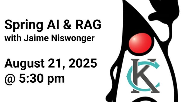 KeyholeSoftware's tweet card. This presentation provides a high-level overview of **Spring AI** and **Retrieval-Augmented Generation (RAG)**, showcasing how it can be used to power intelligent, context-