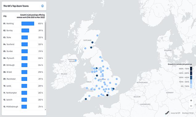 Cheese_Peter's tweet card. New figures show how the West Sussex seaside town of Worthing has seen a 650 per cent rise in jobs postings with remote working on offer since the first Covid lockdown.