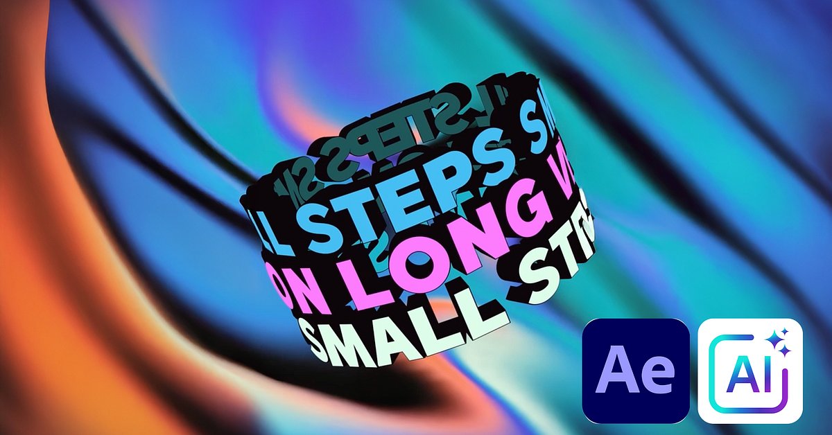 GTechDesignNet's tweet card. Crea y anima textos 3D con inteligencia artificial y After Effects, produce motion graphics impactantes y dinámicos