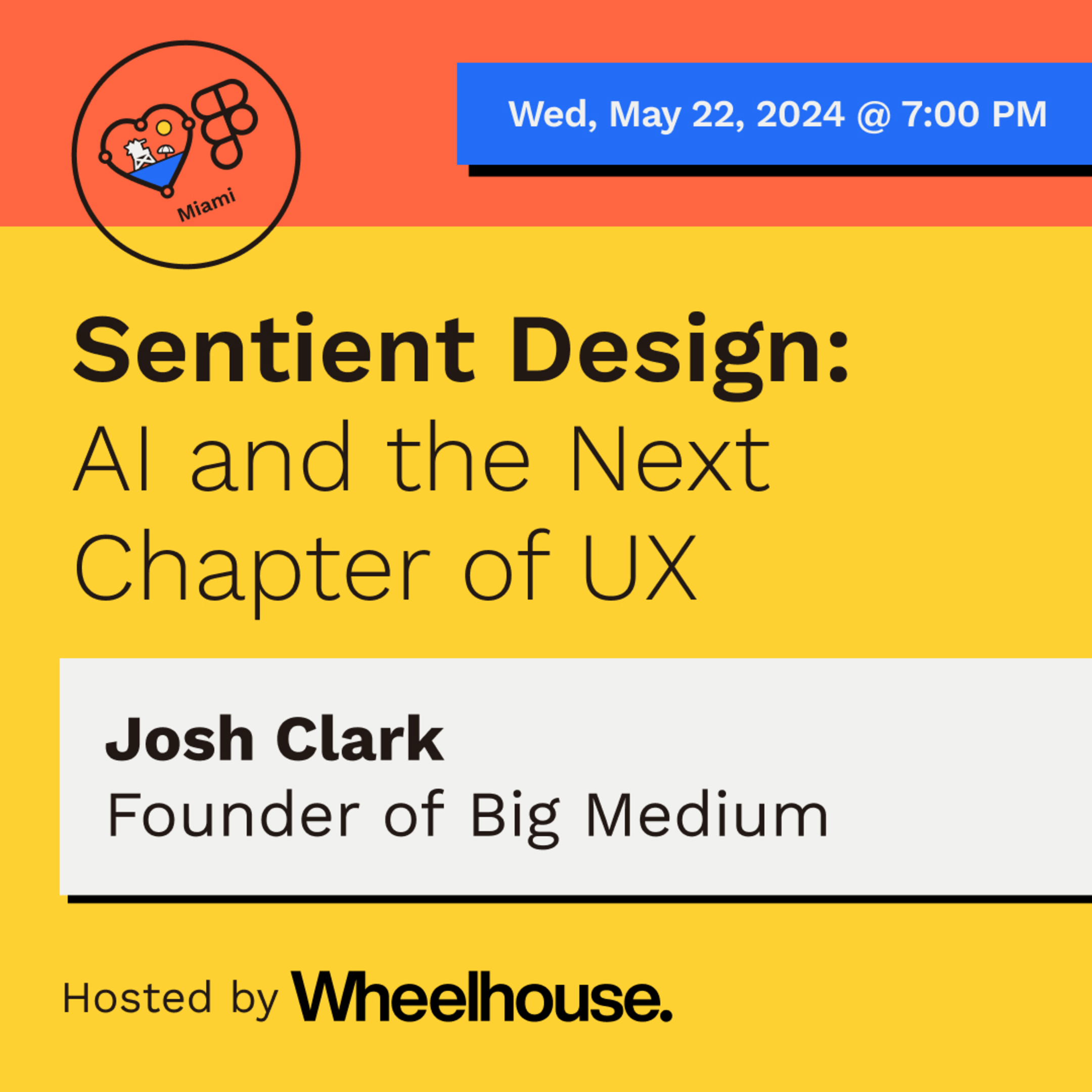 bigmediumjosh's tweet card. In-person Event - Sentient Design is the emerging future of AI-mediated interfaces—experiences that feel almost self-aware in their response to user needs. UX leader Josh Clark leads a spirited...