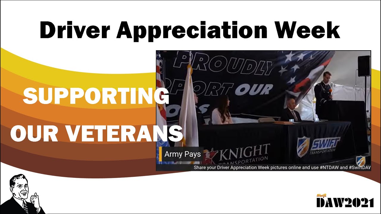 SwiftTransport's tweet card. How Swift supports our Veterans | Driver Appreciation Week