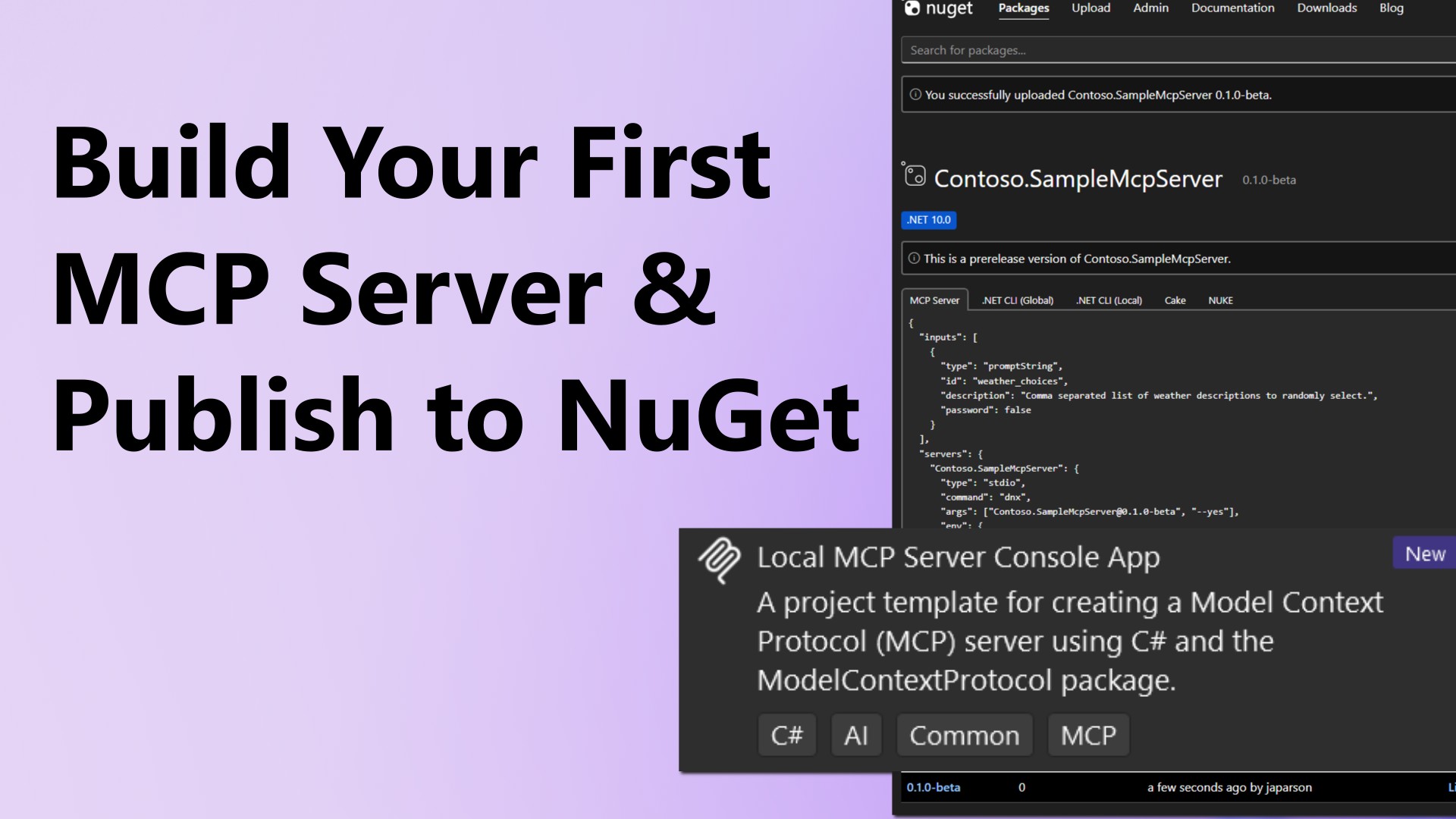 nuget's tweet card. Learn how to create a Model Context Protocol (MCP) server using .NET 10 and publish it to NuGet — making AI capabilities discoverable and reusable across the ecosystem.