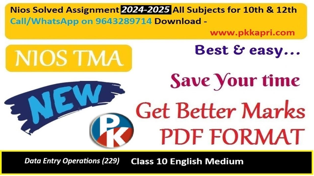 pkkapriandco's tweet card. Data Entry Operations 229 Nios Tma Question 2025 with Answers 10...