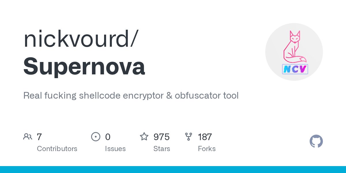 nickvourd's tweet card. Real fucking shellcode encryptor & obfuscator tool - nickvourd/Supernova