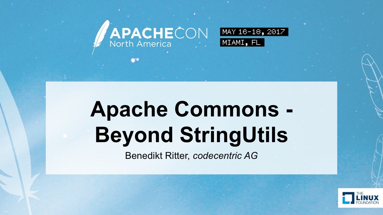 ApacheCommons's tweet card. Apache Commons - Beyond StringUtils - Benedikt Ritter, codecentric AG