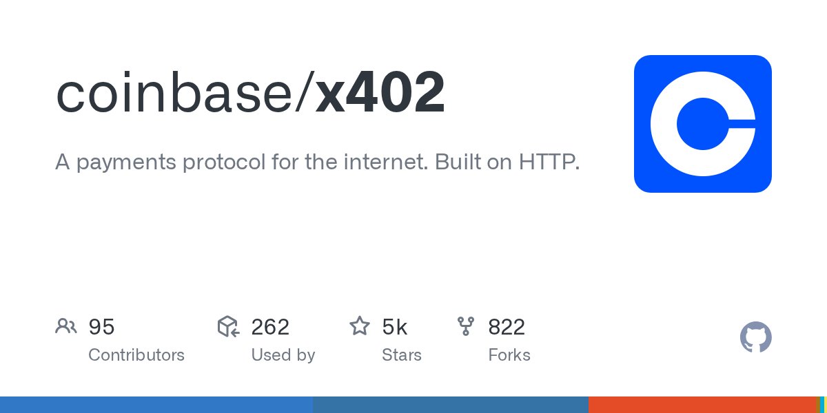 dabit3's tweet card. A payments protocol for the internet. Built on HTTP. - coinbase/x402