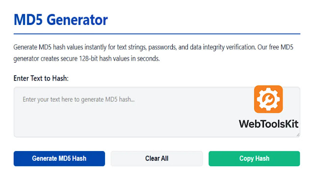webtoolski25142's tweet card. Generate an MD5 hash online from any string using our free online tool & calculator. Quickly convert text to MD5. Create MD5 hashes for data.