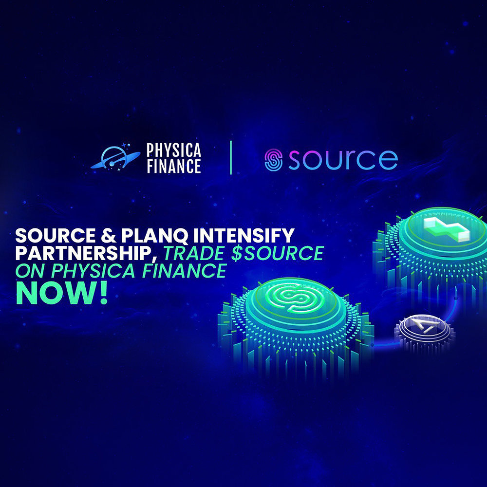 SourceProtocol_'s tweet card. PART 1 of 2 SOURCE TRADING ON PHYSICA FINANCE: Happy Friday everyone! We are excited to heat things up with PLANQ Network this week. A $100k USD equivalent liquidity pool for SOURCE/PLQ has been...
