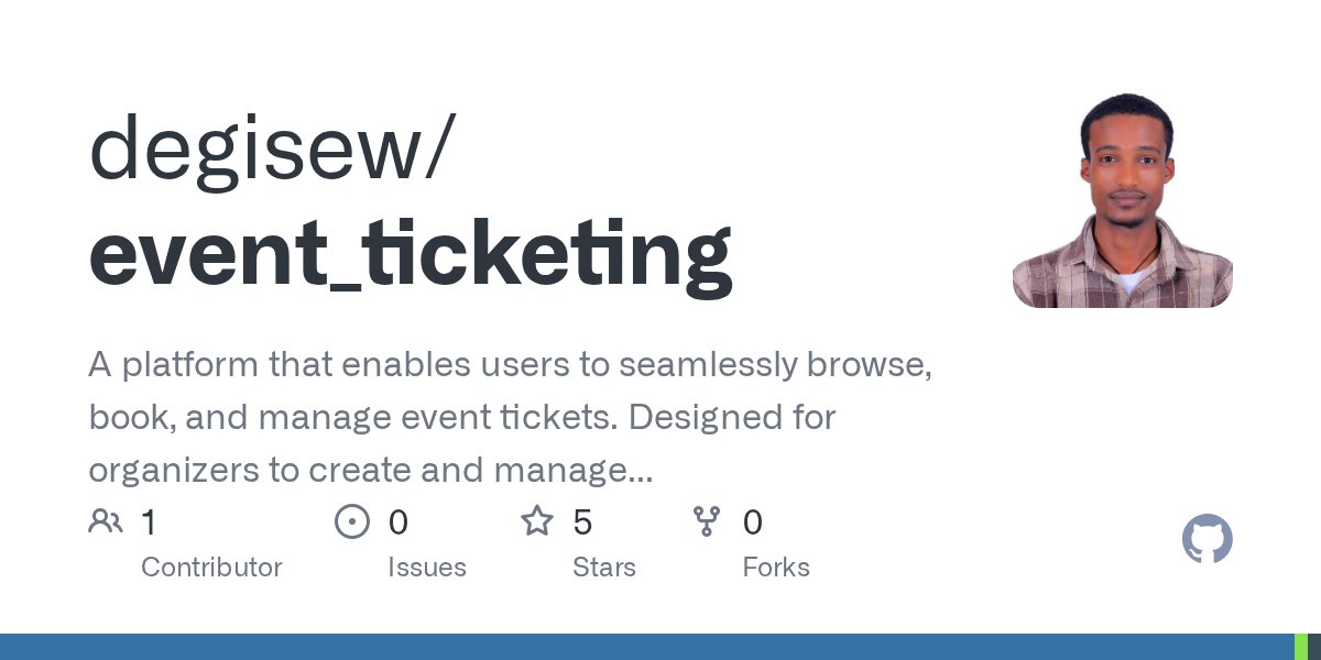 py_dagi's tweet card. A platform that enables users to seamlessly browse, book, and manage event tickets. Designed for organizers to create and manage events, and for attendees to easily purchase tickets and track their...