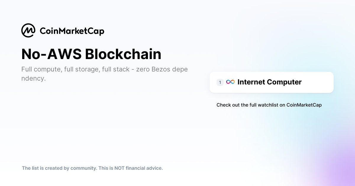AbbasSpace's tweet card. Full compute, full storage, full stack - zero Bezos dependency. | Build your own Watchlist and follow others’ on CoinMarketCap