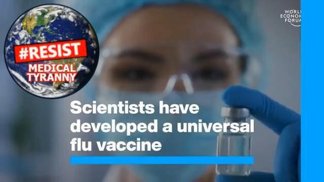 techpearce6's tweet card. Here we go - A new way to kill us. A 'Universal Flue Vaccine' made...